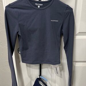 Gold Hinge Women's Long Sleeve Navy Top